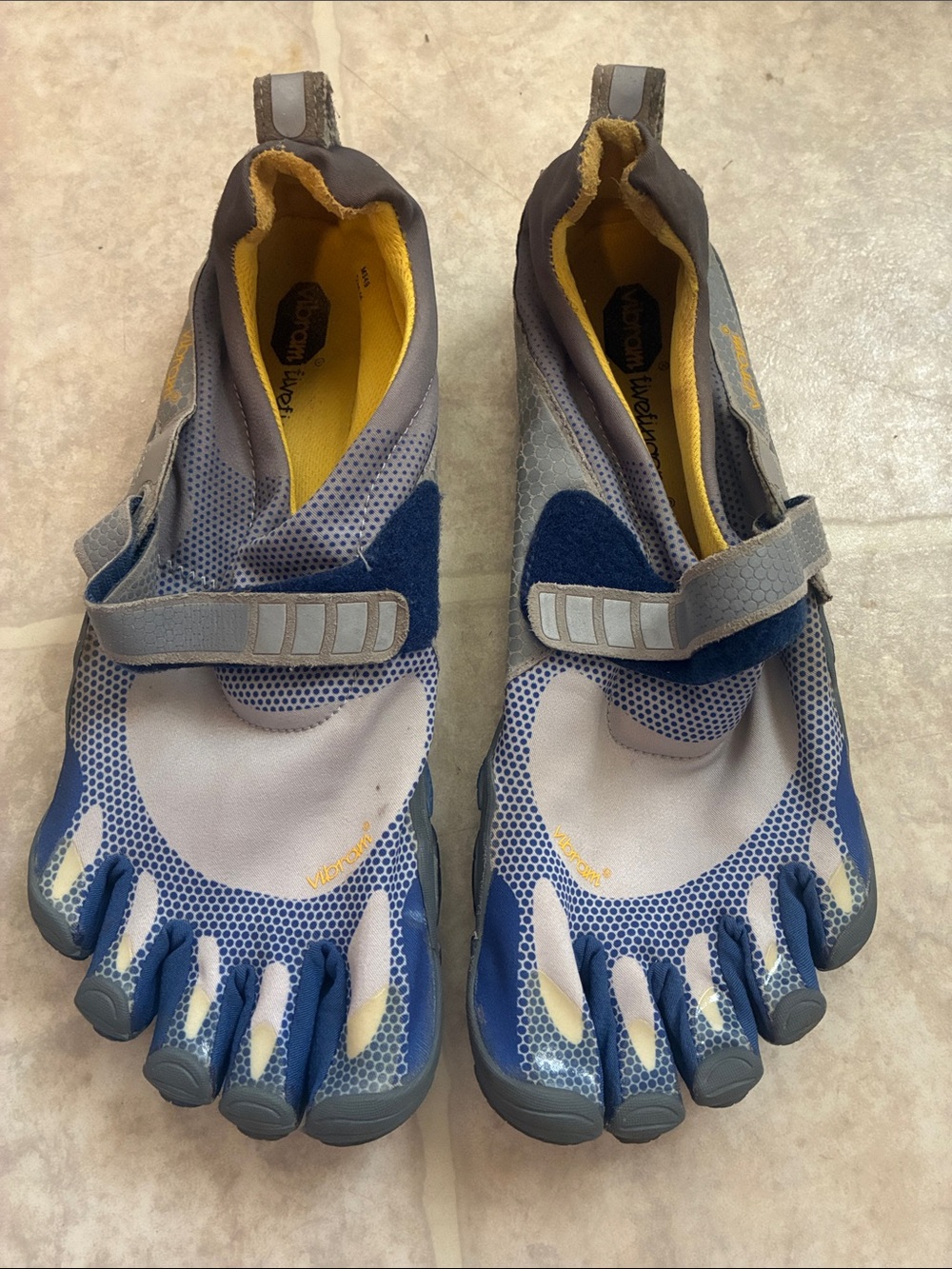 Vibram FiveFingers Gray, Blue & Yellow Toe Shoes